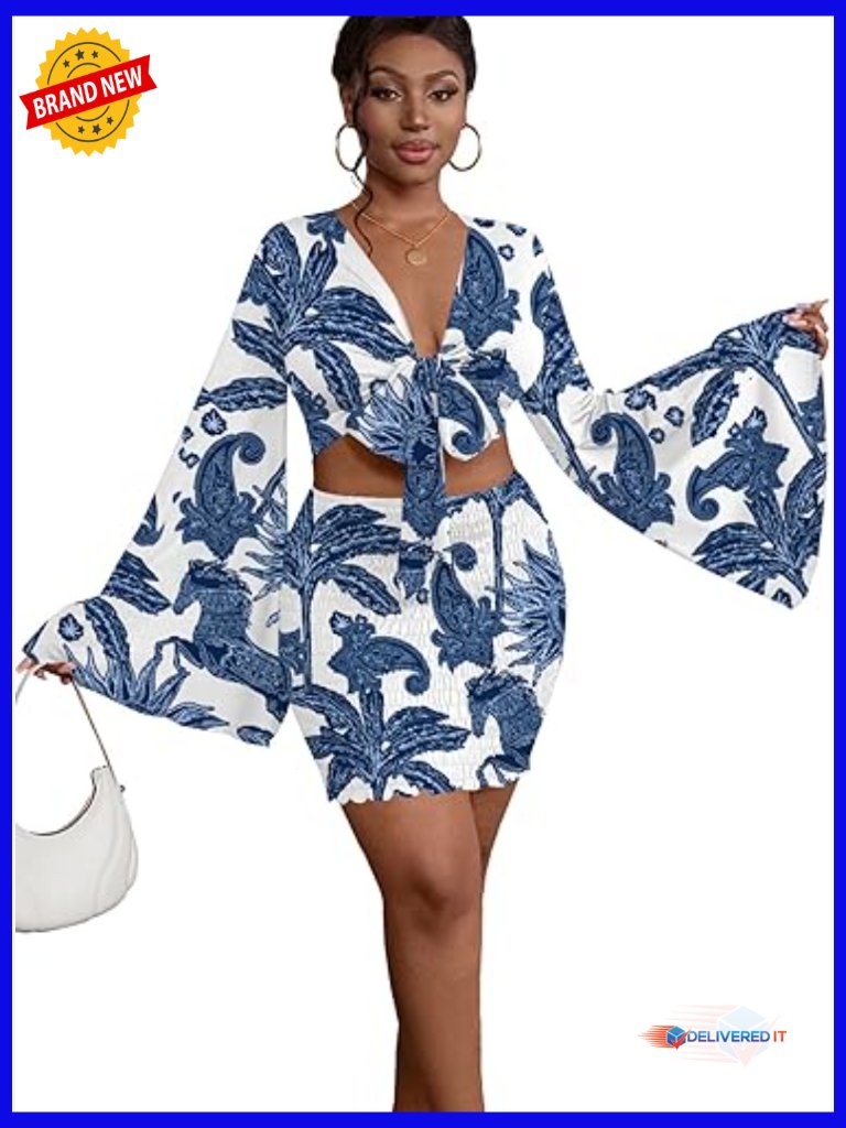 Women's 2 Piece Crop Top And Mini Skirt Set Vacation Outfits